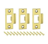 QUARKZMAN 3pcs Placa de Golpe de Puerta, Placa de Cierre de Seguridad con Kit de M4 Tornillos en Forma T de Acero Inoxidable para Refuerzo de Marco de Puerta, 70x40.3mm, Dorado