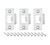 QUARKZMAN 3pcs Placa de Golpe de Puerta, Placa de Cierre de Seguridad con Kit de M4 Tornillos en Forma T de Acero Inoxidable para Refuerzo de Marco de Puerta, 70x40.3mm, Plateado