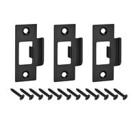 QUARKZMAN 3pcs Placa de Golpe de Puerta, Placa de Cierre de Seguridad con Kit de M4 Tornillos en Forma T de Acero Inoxidable para Refuerzo de Marco de Puerta, 70x40.3mm, Negro