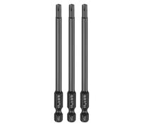 QUARKZMAN 3pcs Punta Destornillador T25 Torx Vástago Hexagonal 1/4" Longitud 100mm/4" Acero S3 Magnético anti- Manipulación Cabeza Estrella 6 Puntas Destornillador Hexagonales Negro