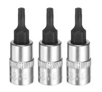 QUARKZMAN 3pcs T15 Punta Torx Con Enchufe Cuadrado 1/4" Extensión Estrella 6 Puntas Juego Bits Impacto S2 Y CR-V Bits Color Plateado Y Negro