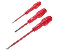 QUARKZMAN 3uds 1000v Ranurado Aislado Magnético Eléctrico Destornillador 3 x 75mm 5 x 75mm 6 x 150mm CR-V Electricistas Plana Cabeza Destornilladores, Rojo