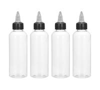 QUARKZMAN 4 Botellas Exprimibles de 5Oz/150ml, Botellas Dispensadoras Transparentes con Tapas de Rosca, Botella de Plástico para Ketchup, Mostaza y Manualidades