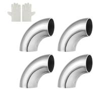 QUARKZMAN 4 Codos De 90 Grados Conformados En Mandril Con Guantes De Soldar 1.18 Pulgadas De Diámetro Exterior 16 GA/0.06 Pulgadas De Espesor Acero Inoxidable 304 Codo De 90°
