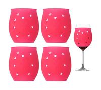 QUARKZMAN 4 Fundas De Silicona Para Copas De Vino Fundas Antideslizantes Para Copas Identificadores De Champán Para Fiesta Viajes Al Aire Libre Copas De 10.1-14.2 Onzas Rojo Rosa