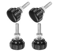 QUARKZMAN 4 Juego de Pomos de Rosca M6 X 25mm con Tornillos de Pulgar Tuercas y Arandelas Pomo de Sujeción de 25mm con Cabeza de Plástico Negro