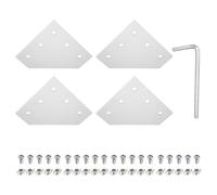 QUARKZMAN 4 Juegos De Conectores De Soporte En Forma De L, Placa De Unión De Extrusión De Aluminio 4040 Con 5 Agujeros, 20 Piezas De Tuercas T M8, 20 Piezas De Tornillos Hexagonales M8x16 Y