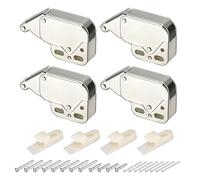 QUARKZMAN 4 Juegos Empujar para Abrir Puerta Cierre Hierro Automático Resorte Presión Táctiles Cierres para Gabinete Armario Puerta (48mm Plata)