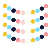 QUARKZMAN 4 Juegos Guirnalda Bolas Fieltro 8 Pies 30 Bolas Guirnalda Pompones Arcoíris Hecha A Mano para Decoración Habitaciones En Navidad n Fiestas(Rosa Azul Zafiro Amarillo Blanco Azul)