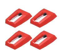QUARKZMAN 4 Pack Aguja Tocadiscos, Estilo Diamante 18mm Para Reproducción Vinilos, Aguja De Repuesto Para Tocadiscos De Vinilo LP, Rojo