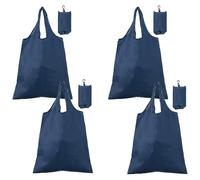 QUARKZMAN 4 Pack Bolsa De Viaje Plegable Con Asas Tela De Poliéster Ligera Bolsa Reutilizable Para Compras Lavable Para Mujeres Y Hombres Viajes Playa Almacenamiento Azul Marino