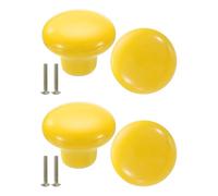 QUARKZMAN 4 Paquetes de Pomos de Cerámica, Pomos Redondos para Cajones, Pomos Decorativos con Tornillo M4 x 25mm para Armario, Armario, Amarillo