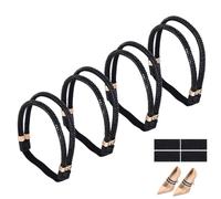 QUARKZMAN 4 Pares De Tiras Para Zapatos De Tacón Alto Tiras Elásticas Con Piedras Estrás Tiras De Tobillo Desmontables Para Zapatos Reemplazo De Cordones Cristal Para Mujeres Negro