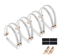 QUARKZMAN 4 Pares De Tiras Para Zapatos De Tacón Alto, Tiras Elásticas Para Zapatos Con Piedras Estrás Tiras De Tobillo Desmontables Para Reemplazo De Cordones De Cristal, Blanco