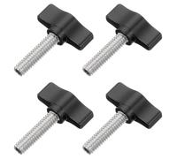 QUARKZMAN 4 Pcs 1/4" - 27 Tornillo de Pulgar, Tornillo de Mariposa Roscado de Acero Inoxidable 304 con Knurl Ajustable, Perillas de Agarre de Tornillo de Sujeción para Todo Tipo, Negro