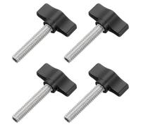 QUARKZMAN 4 Pcs 1/4" - 33 Tornillo de Pulgar, Tornillo de Mariposa Roscado de Acero Inoxidable 304 con Rosca Ajustable, Perillas de Agarre de Ala en T para Todo Tipo, Negro