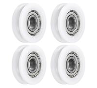 QUARKZMAN 4 Pcs 6x 21x 7mm Rodamiento de Bolas de Ranura en U U696ZZ, Pom Polea del Cojinete de la Guía de la Rueda en U (Gcr15) Rodamientos de Acero Cromado, Blanco