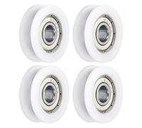QUARKZMAN 4 Pcs 8x 30x 10mm Rodamiento de Bolas de Ranura en U U608ZZ, Pom Polea del Cojinete de la Guía de la Rueda en U (Gcr15) Rodamientos de Acero Cromado, Blanco