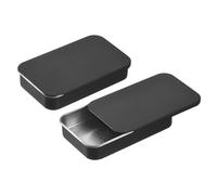 QUARKZMAN 4 Pcs Caja De Metal De Hojalata, 3.1x2x0.6 Pulgadas Caja Rectangular Vacía Con Tapa Deslizante, Caja Mini Portátil Para cosméticos Manualidades, Negro