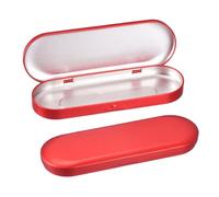 QUARKZMAN 4 Pcs Caja De Metal De Hojalata, 6.9x2.4x0.7 Pulgada Caja Ovalada Vacía Con Tapa De Bisagra, Mini Contenedores Portátiles Para Dulces, Alfileres, Manualidades, Rojo