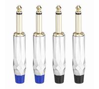 QUARKZMAN 4 Pcs Conector TS De Audio 6.35mm Mono Macho Adaptador De Cable Para Altavoz Micrófono Guitarra 3.43" Negro Y Azul