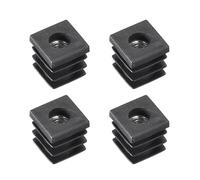 QUARKZMAN 4 Pcs Insertos para Tubos Cuadrados con Rosca M6 para Tubo Cuadrado de 0.63"X0.63" de Diámetro Exterior Tapón de Plástico Negro para Insertar Ruedas