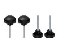 QUARKZMAN 4 Pcs Perillas De Mango Triangular M6 X 45mm (Paso De 1mm) Tornillos De Fijación De Apriete Manual Con Espárrago Macho Métrico De Acero Al Carbono Para Plantillas Negro