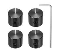 QUARKZMAN 4 Pcs Perillas de Potenciómetro de Aluminio, 1/4" (6.4mm) IDx5/8" (15mm) ODx1/2" (12.5mm) Altura Perillas Universales de Control de Volumen y Tono, Indicador de Línea Recta, Negro