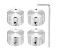 QUARKZMAN 4 Pcs Perillas de Potenciómetro de Aluminio, 1/4" (6mm) Perillas de Control de Volumen y Tono Universales para Guitarra, Bajo, Rejilla 5/8" Plateado
