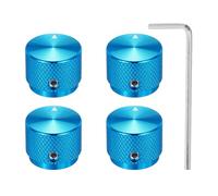 QUARKZMAN 4 Pcs Perillas De Potenciómetro De Aluminio, Perillas Universales De Control De Tono Y Volumen De 1/4" (6mm) Con Indicador De Flecha Para Guitarra, 3/5" Azul (20x15.5mm)