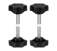 QUARKZMAN 4 Pcs Perillas Estrella M6 x 20mm (Paso De 1mm) Tornillos De Sujeción A Mano Con Rosca Macho Métrica De Acero Al Carbono Para Plantillas De Carpintería Negro