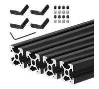 QUARKZMAN 4 Pcs Ranura T 2020 Perfil De Extrusión De Aluminio Norma Europea 300mm x 20mm Anodizado Negro Carril Lineal De Extrusión Para Impresora 3D CNC Bricolaje