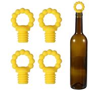 QUARKZMAN 4 Pcs Tapón Vino Silicona En Forma Anillo, Tapones Vino Reutilizables Herméticos A Prueba Fugas Tapón para Botellas Conservador Licor con Tapón para Botellas Cerveza, Amarillo