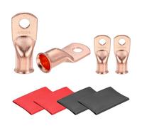 QUARKZMAN 4 Pcs Terminales De Cable De Batería 4/0 AWG 3/8 Inch Terminales De Anillo Tubulares De Extremo Cerrado Conectores De Crimpado De Cobre Desnudo Con Tubo Termorretráctil