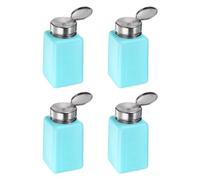 QUARKZMAN 4 Piezas 200ML(6.8Oz) Dispensador de Alcohol de Empuje Azul | Botellas Vacías de Presión Líquida Recargables, para Removedor de Esmalte de Uñas Acetona Limpiador