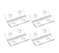 QUARKZMAN 4 Piezas Bisagras de Acrílico 45x35mm Bisagra Transparente Plegable con Eje de Metal y Orificio de Montaje Bisagra Transparente para Cajón de Gabinete