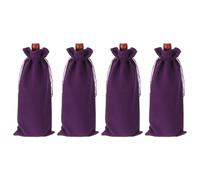 QUARKZMAN 4 Piezas Bolsas Regalo para Botellas De Vino con Cierre De Cordón, Bolsas De Vino De Terciopelo Reutilizables Fundas para Botellas De Licor para Bodas Cumpleaños Fiestas, Morado