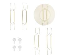 QUARKZMAN 4 Piezas Colgador Platos, 14" Colgadores Platos Invisibles Universales Acero Inoxidable Para La Pared Soporte En Forma W Con Clavo Sin Rastro Para Decoraciones, Dorado