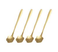 QUARKZMAN 4 Piezas Cucharas De Acero Inoxidable Con Forma De Flor 5 Pulgadas Cuchara Pequeña De Café Cuchara De Postre Para Espresso Azúcar Pastel Dorado