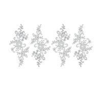 QUARKZMAN 4 Piezas De Aplicaciones De Encaje Floral Encaje Bordado 3D Parche De Costura Adornos Para Vestido De Novia Boda Ropa DIY Manualidades Accesorios Decoración Plata (23cm)