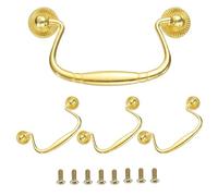 QUARKZMAN 4 Piezas De Asa De Cajón Tipo Bail De 4 Pulgadas, Asas Abatibles, 81 mm/3.2 Pulgadas De Distancia Entre Centros, Para Cajón De Madera Armario Alacena Color Oro Claro