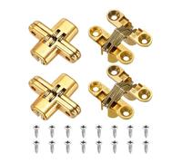 QUARKZMAN 4 Piezas De Bisagras Ocultas Para Puertas De Gabinete 1.65" x 0.45" Bisagra Cruzada Oculta De 180 Grados Para Puertas Invisibles De Caja De Madera Dorado