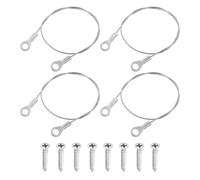 QUARKZMAN 4 Piezas de Cable de Cordón con Ojales, 15cmx1.5mm de Cable de Acero Inoxidable 304 con Tornillos Autorroscantes para Conectar Muebles, Colgar Lámparas