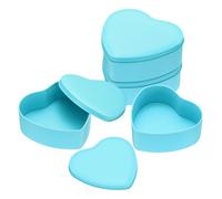 QUARKZMAN 4 Piezas De Cajas De Metal En Forma De Corazón Botes De Caramelos Vacíos Con Tapas Contenedores De Almacenamiento Para Regalos De Bodas Velas De Azul (12.5x11.5x4.5cm)