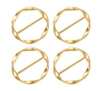 QUARKZMAN 4 Piezas de Clips para Camisetas, Anillo de Metal Redondo para Pañuelos de Seda, 34Mm (1-5/16"), Hebilla para Anudar Ropa para Mujeres, Pañuelo Suelto, Color Oro Brillante