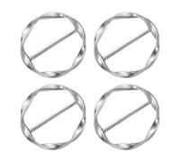 QUARKZMAN 4 Piezas de Clips para Camisetas, Anillo de Metal Redondo para Pañuelos de Seda, 34Mm (1-5/16"), Hebilla para Anudar Ropa para Mujeres, Pañuelo Suelto, Color Plata Brillante