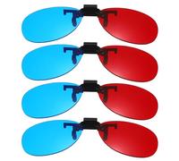 QUARKZMAN 4 Piezas De Gafas 3D Clip-On Rojo Azul/Cian, Gafas 3D Anaglifo Marco Colgante Redondo para Películas Cine Juegos TV Fotos Proyector