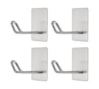 QUARKZMAN 4 Piezas De Ganchos Adhesivos Para Pared Grandes Acero Inoxidable Impermeable Ganchos Adhesivos Para Toallas Y Armarios Ganchos Cocina Lavabo Puerta Color Plateado