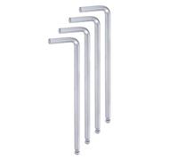 QUARKZMAN 4 Piezas de Llave Hexagonal de Bola de 6 mm, Llave Hexagonal en Forma de L de Brazo Largo Métrica de Acero Cromado Vanadio, Tono Plateado