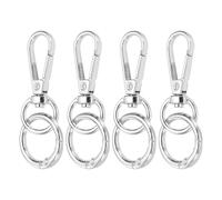 QUARKZMAN 4 Piezas De Mosquetón Giratorio, Gancho De Presión De 2.4" Con Anillo De Resorte O Mosquetón De Apertura Doble Para Manualidades Bolsas Joyerías Cordones, Plata